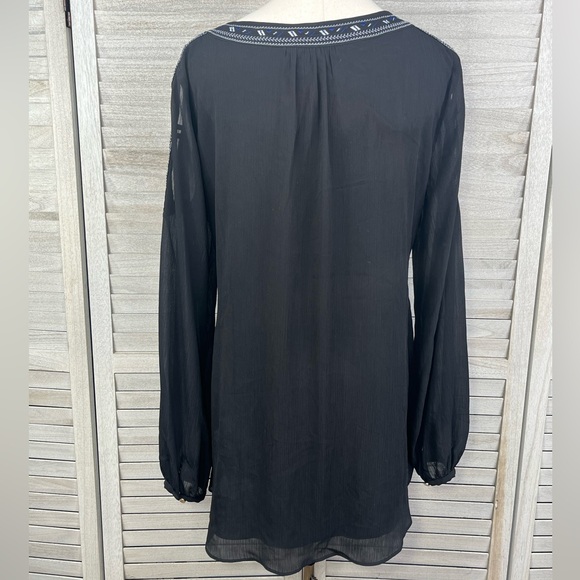 WHITE HOUSE BLACK MARKET Tansy Embroidered Boho Cold Shoulder Blouse Black-10 - Picture 5 of 5